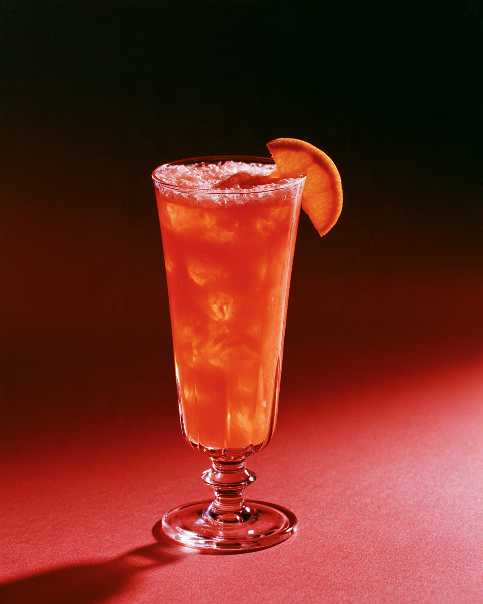 Garibaldi Glow, cocktail concept image for recipe review